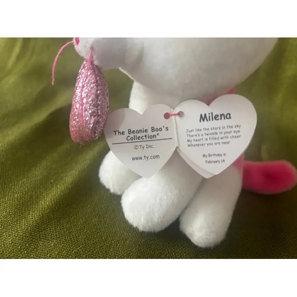 TY's Milena Plush from the Baby Boo's Collection,pink & white w/glitter, 5